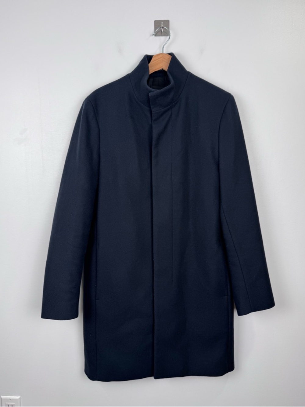 Theory Men Belvin Recycled Wool-Blend Melton Overcoat Size Medium